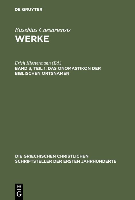 Das Onomastikon der biblischen Ortsnamen