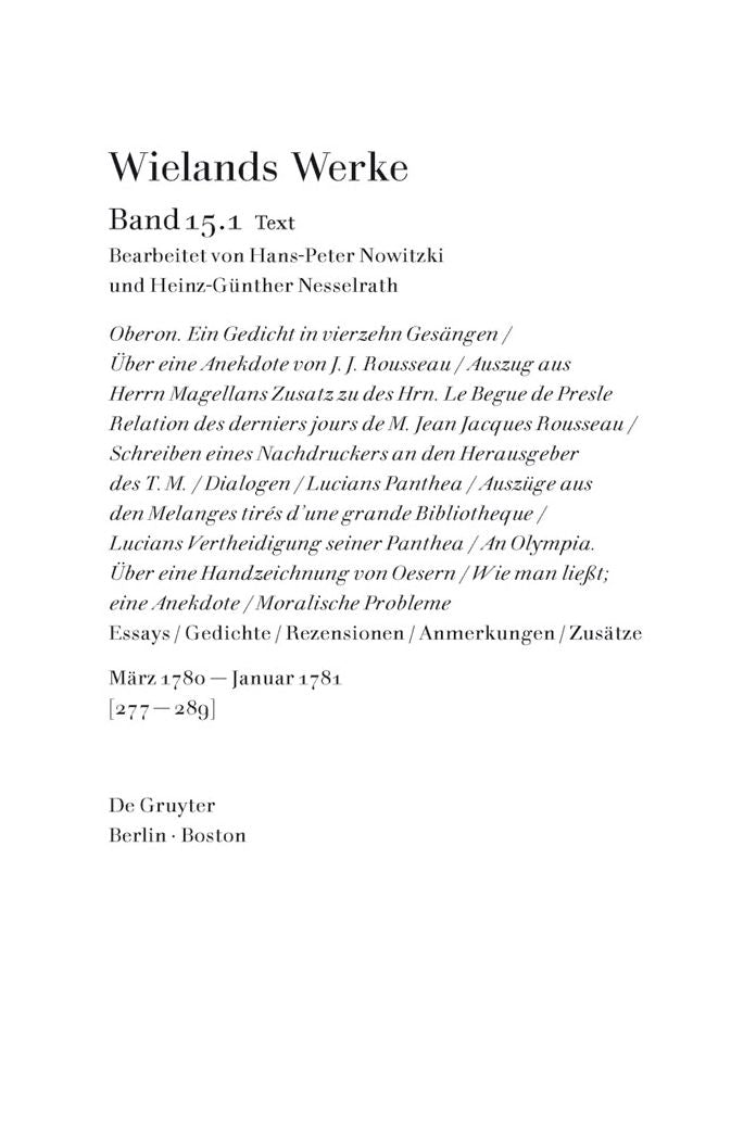Text: Essays / Gedichte / Rezensionen / Anmerkungen / Zusatze. Marz 1780 -Januar 1781