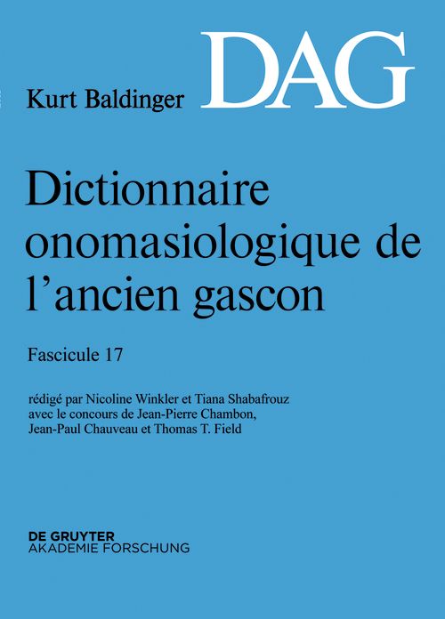 Dictionnaire onomasiologique de l'ancien gascon (DAG). Fascicule 17