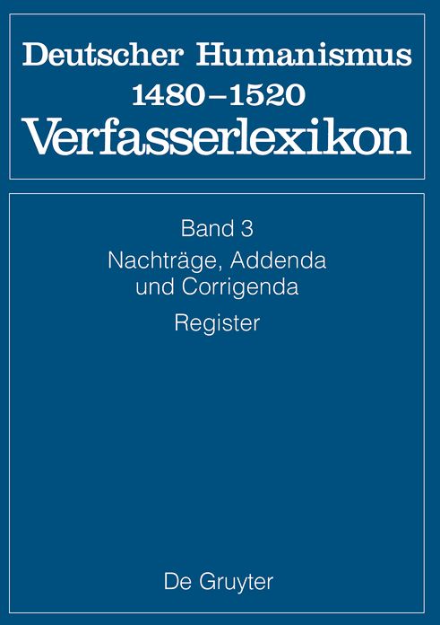 Nachtrage, Addenda, Corrigenda, Register