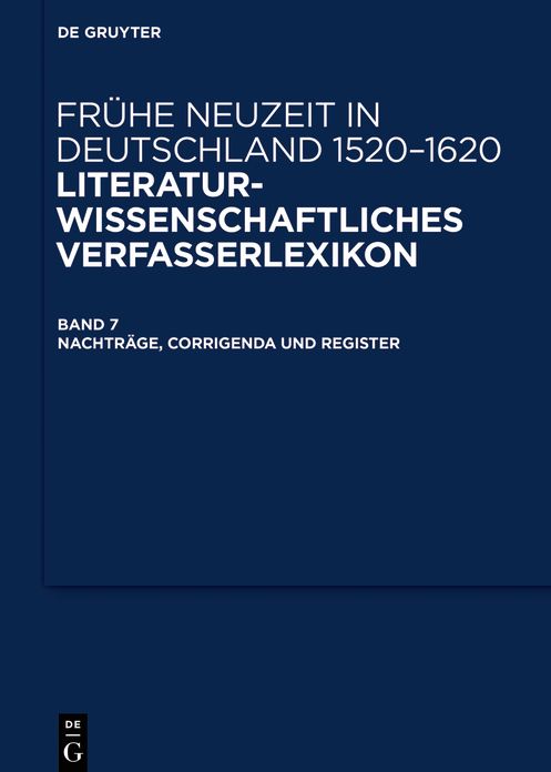 Nachtr?ge, Corrigenda und Register