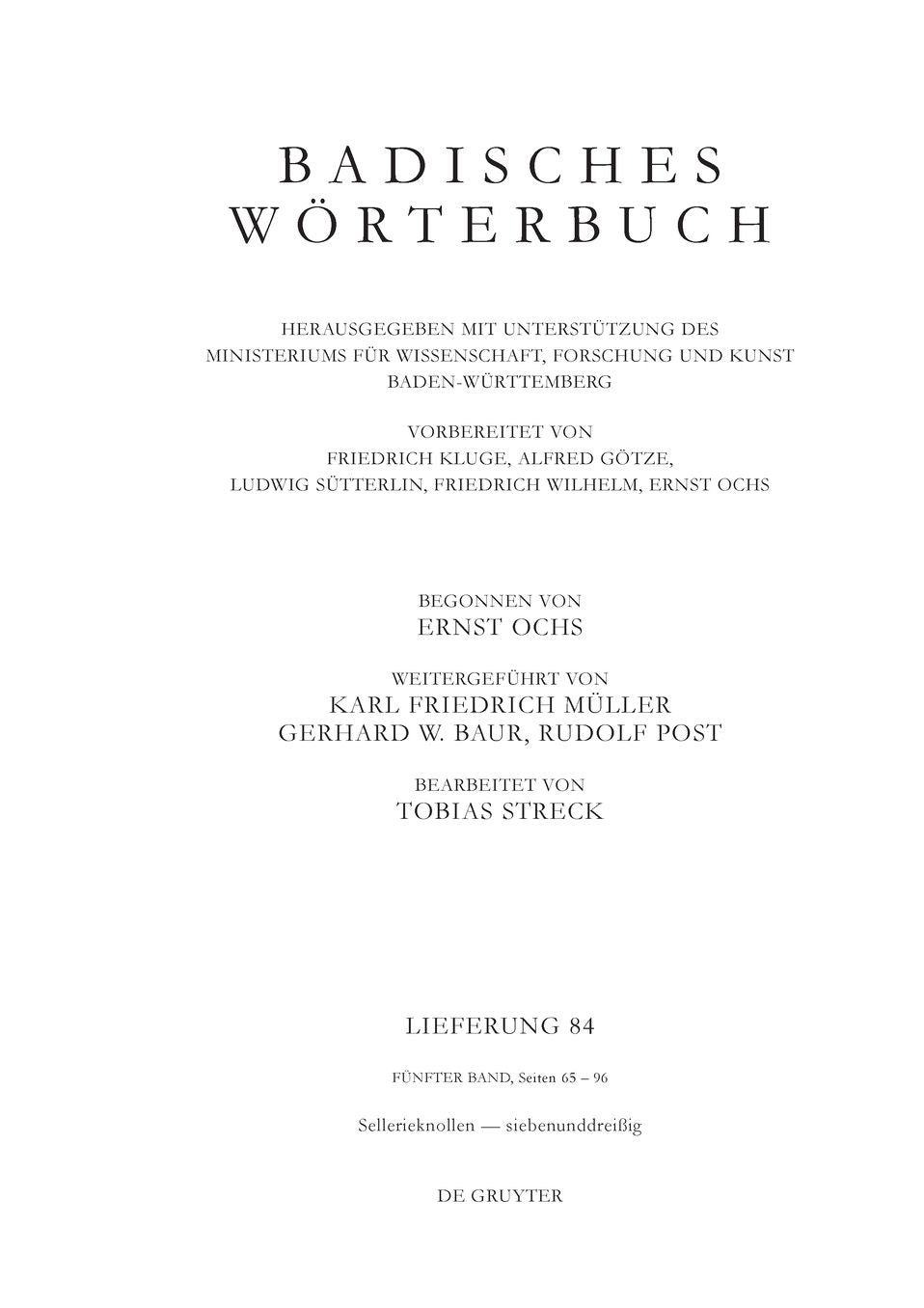 Badisches Worterbuch. Band V/Lieferung 84