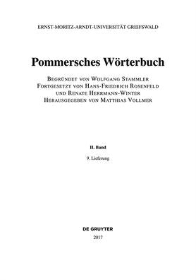 Pommersches Worterbuch. BAND II, 9. Lieferung