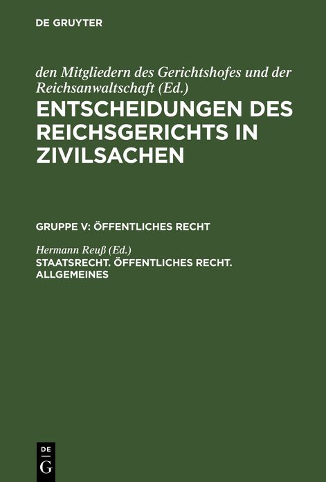 Staatsrecht. Offentliches Recht. Allgemeines