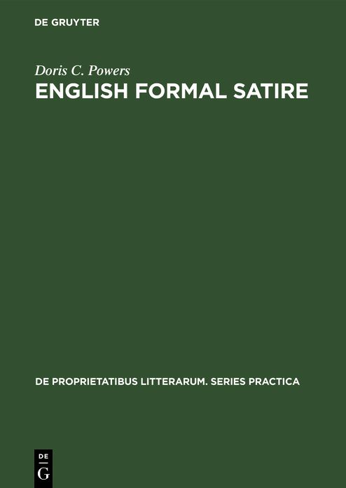 English formal Satire: Elizabethan to Augustan