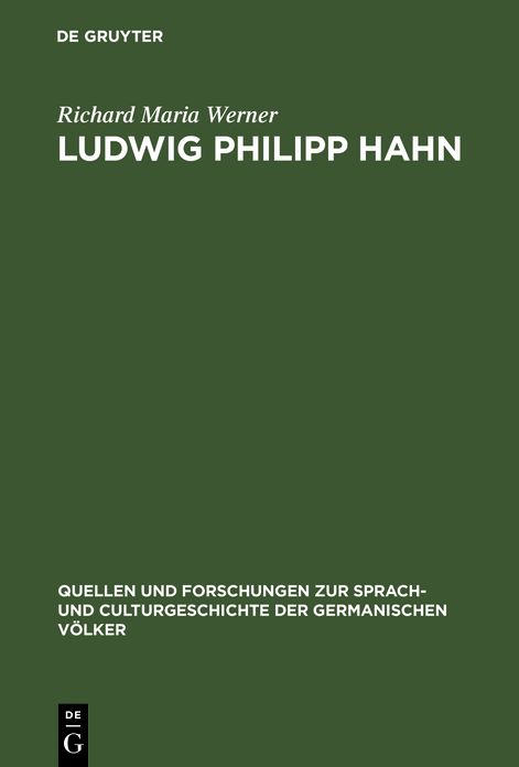 Ludwig Philipp Hahn: Ein Beitrag zur Geschichte der Sturm- und Drangzeit