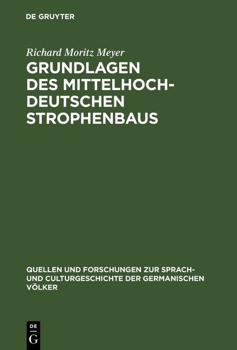 Grundlagen des mittelhochdeutschen Strophenbaus