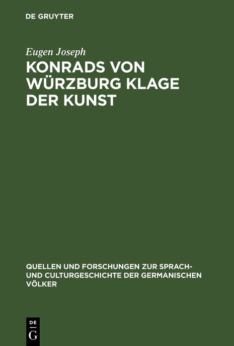 Konrads von Wurzburg Klage der Kunst