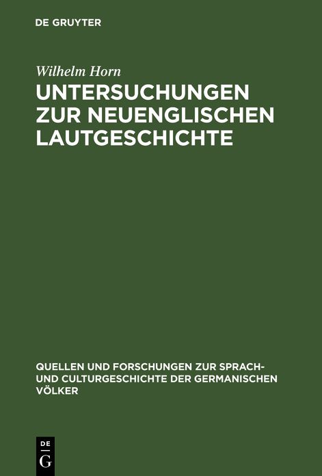 Untersuchungen zur neuenglischen Lautgeschichte