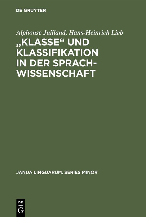 Klasse und Klassifikation in der Sprachwissenschaft