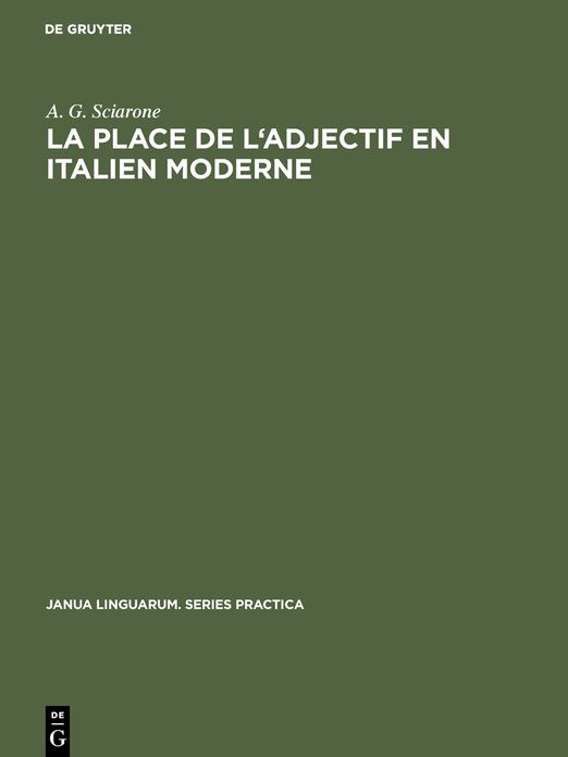 La place de l'adjectif en italien moderne