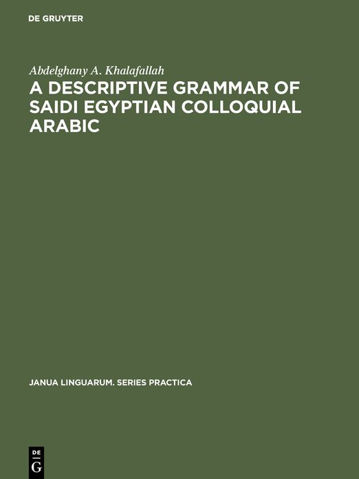 A descriptive grammar of saidi Egyptian colloquial Arabic