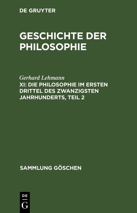 Die Philosophie im ersten Drittel des zwanzigsten Jahrhunderts: 2