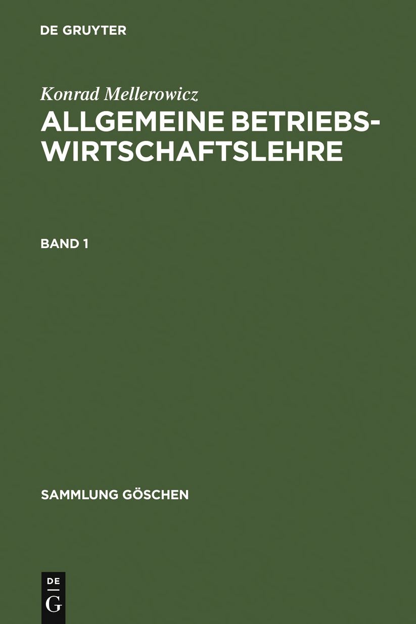 Allgemeine Betriebswirtschaftslehre. Band 1