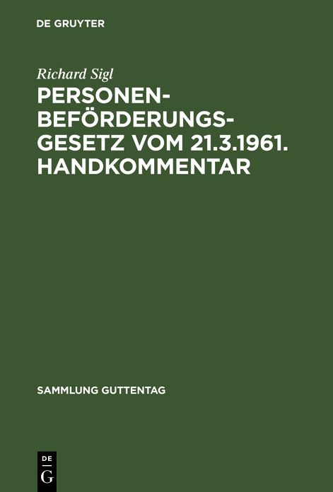 Personenbeförderungsgesetz : vom 21. 3. 1961; Handkommentar: Nachtr