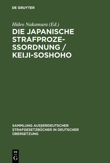 Die japanische Strafprozeßordnung vom 10. Juli 1948