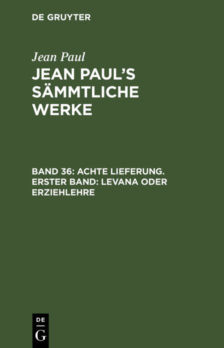 [Sammtliche Werke] Jean Paul's sammtliche Werke: Bd. 36