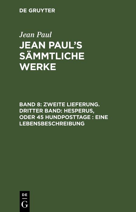 [Sammtliche Werke] Jean Paul's sammtliche Werke: Bd. 8