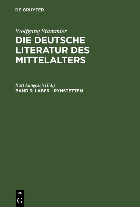 Laber - Rynstetten: Aus: Die deutsche Literatur des Mittelalters : Verfasserlexikon, Bd. 3