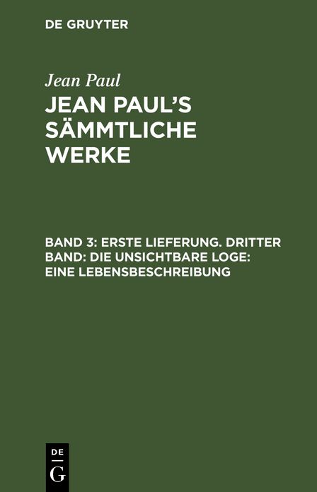 [Sammtliche Werke] Jean Paul's sammtliche Werke: Bd. 3