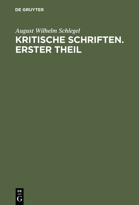 Kritische Schriften. Teil 1
