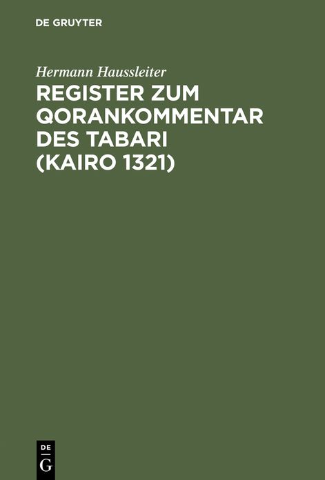 Register zum Qorankommentar des Tabari (Kairo 1321)