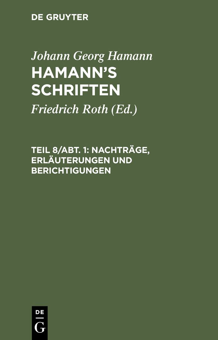 Nachtrage, Erlauterungen und Berichtigungen