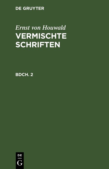 Vermischte Schriften: Bdch. 2