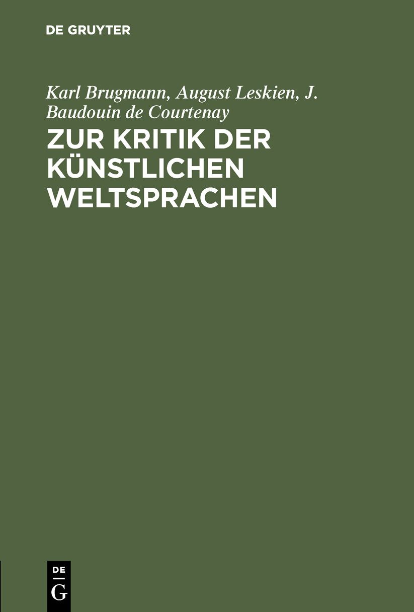 Zur Kritik der künstlichen Weltsprachen
