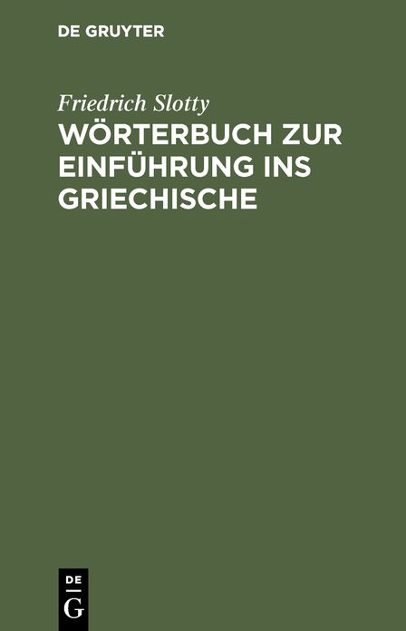 Worterbuch zur Einfuhrung ins Griechische