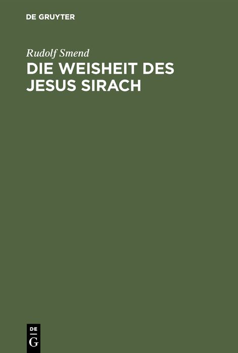 Die Weisheit des Jesus Sirach