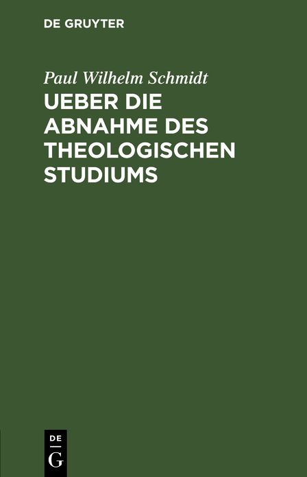 Ueber die Abnahme des theologischen Studiums: Bericht, vorgetr. am 30. Sept. 1874 ...