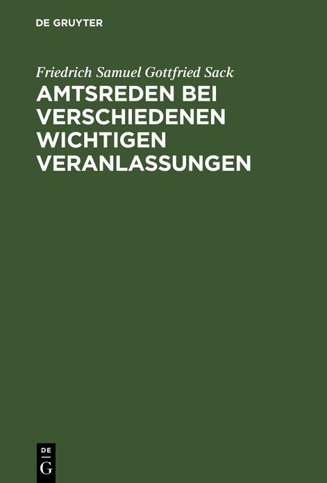 Amtsreden bei verschiedenen wichtigen Veranlassungen