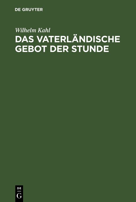 Das vaterländische Gebot der Stunde: Rede gehalten am 1. August 1916 in Dresden