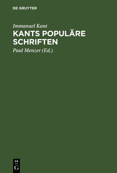 [Populäre Schriften] Kants populäre Schriften