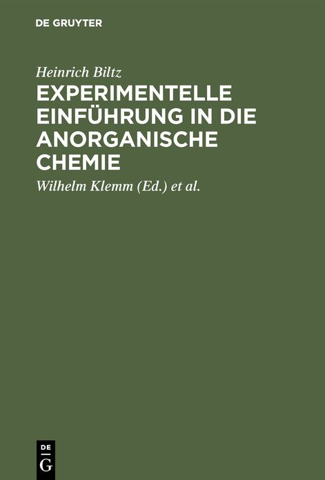 Experimentelle Einfuhrung in die anorganische Chemie: mit 1 Tafel