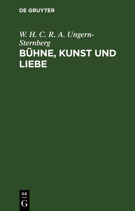Bühne, Kunst und Liebe: Novelle