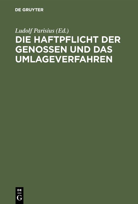 Die Haftpflicht der Genossen und das Umlageverfahren