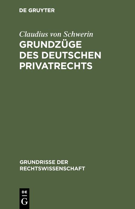 Grundzuge des deutschen Privatrechts