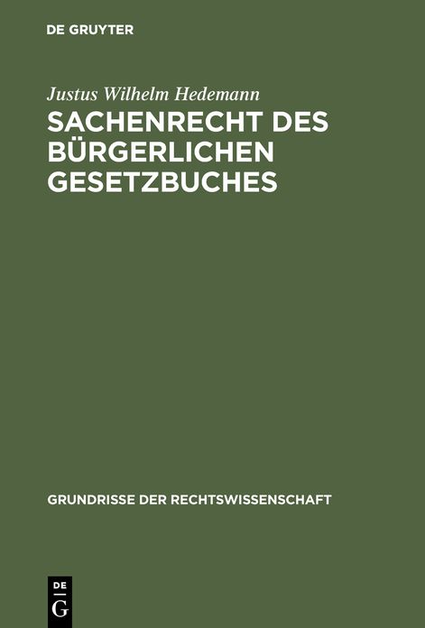 Sachenrecht des Burgerlichen Gesetzbuches