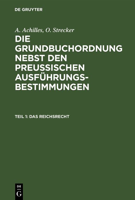 Das Reichsrecht: Theil 1