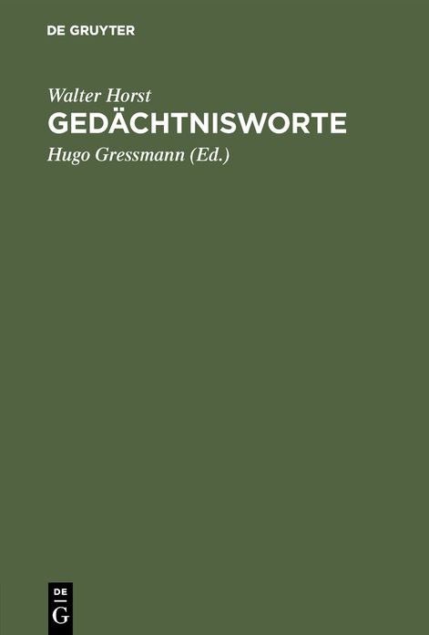 GED Chtnisworte Von Walter Horst U.A.