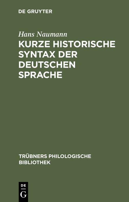 Kurze historische Syntax der deutschen Sprache