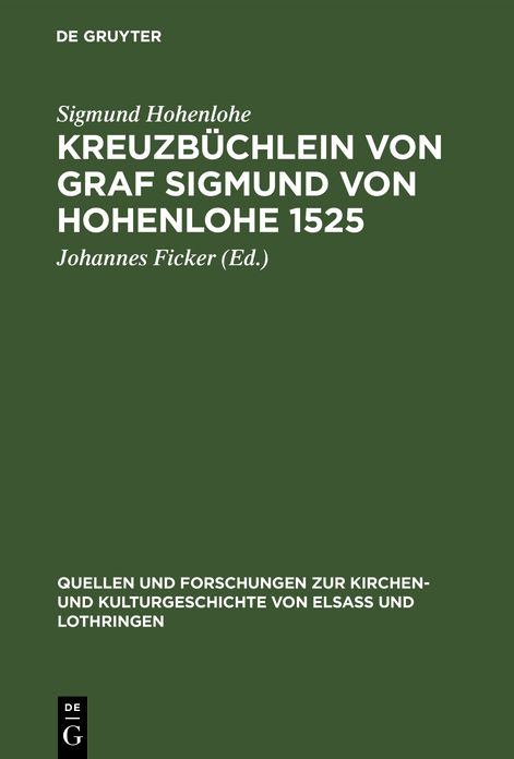 Kreuzbüchlein von Graf Sigmund von Hohenlohe 1525