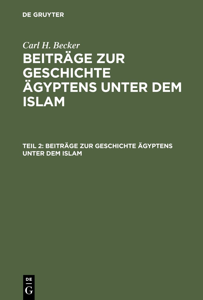 Beiträge zur Geschichte Ägyptens unter dem Islam: H. 2