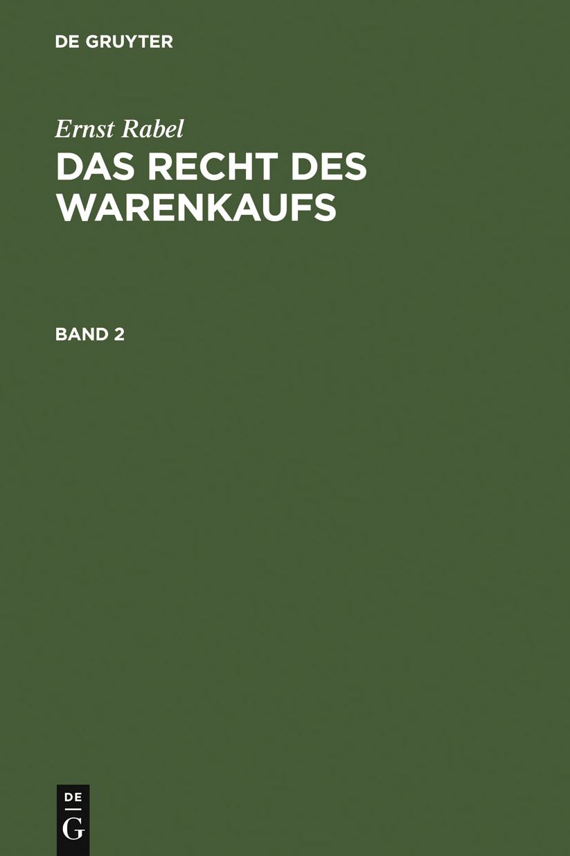 Das Recht des Warenkaufs. Band 2