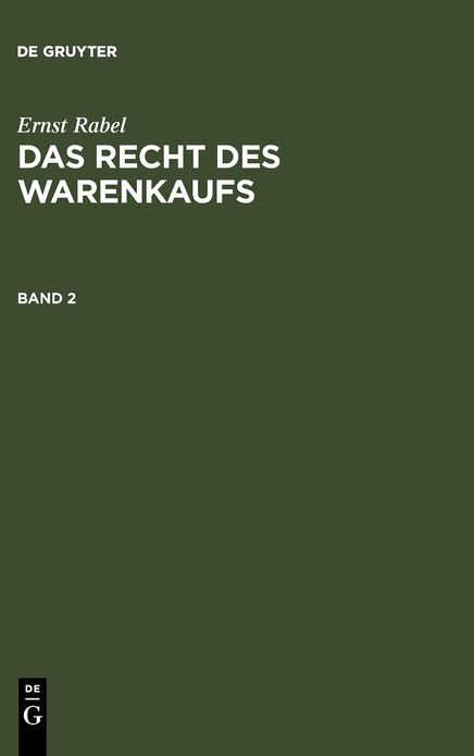 Das Recht des Warenkaufs. Band 2