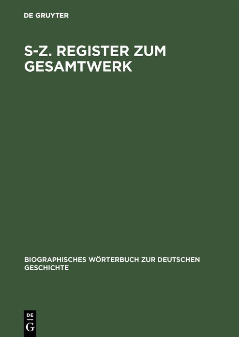 S-Z. Register zum Gesamtwerk