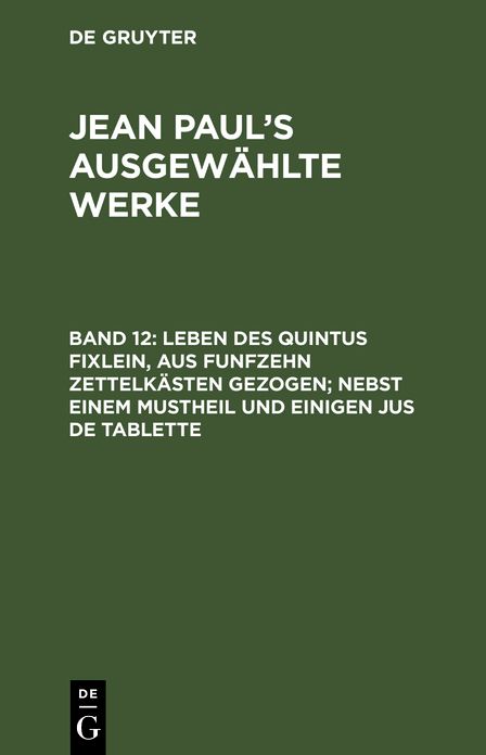 Jean Paul's ausgewählte Werke: Bd. 12