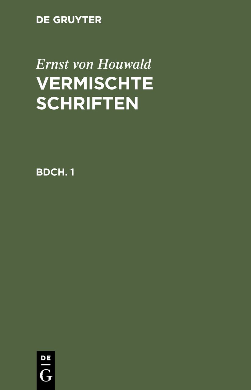 Vermischte Schriften: Bdch. 1